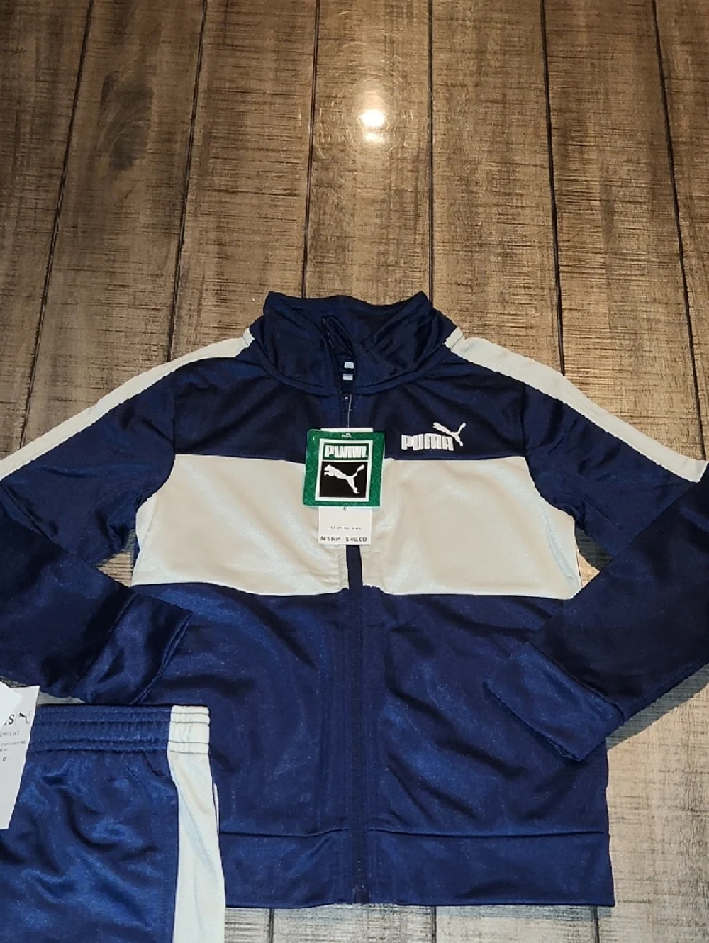 NWT Puma Navy and White Athletic Track Jacket & Pants - Picture 2 of 6